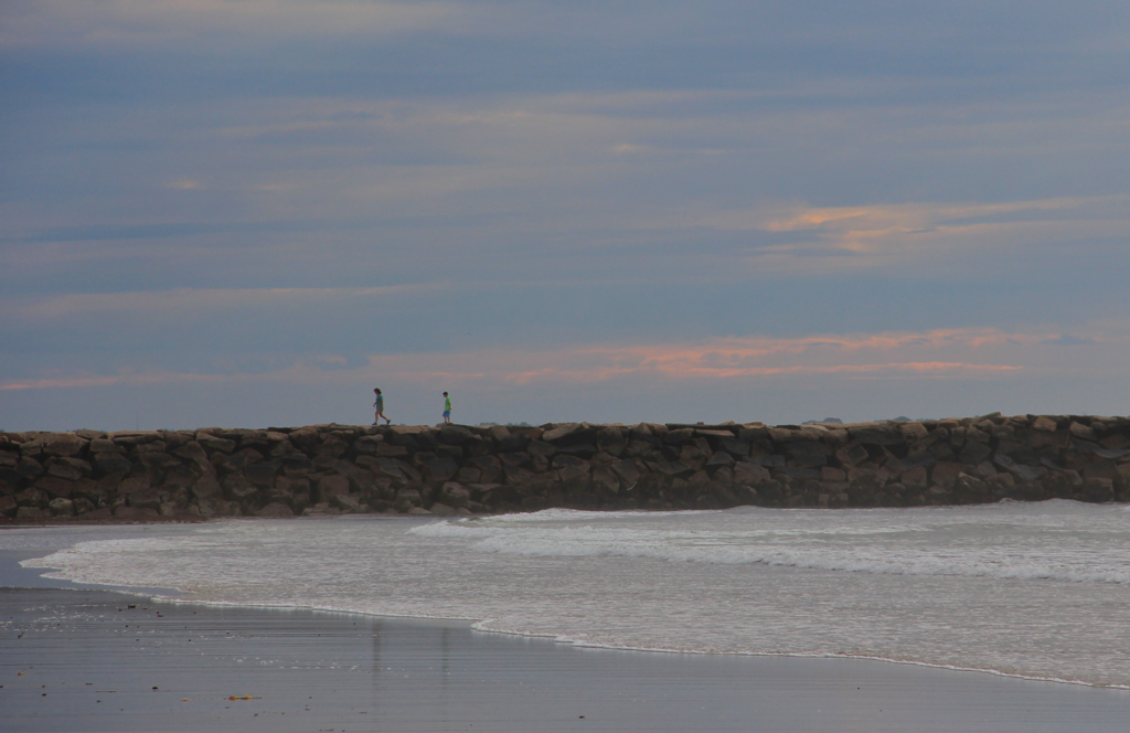 Morning jetty walkers