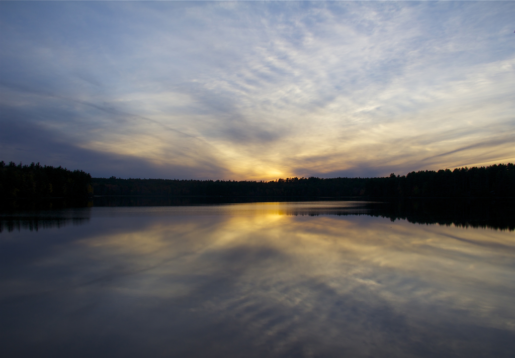 Kind of a cool sunset over a very still Scobie Pond tonight