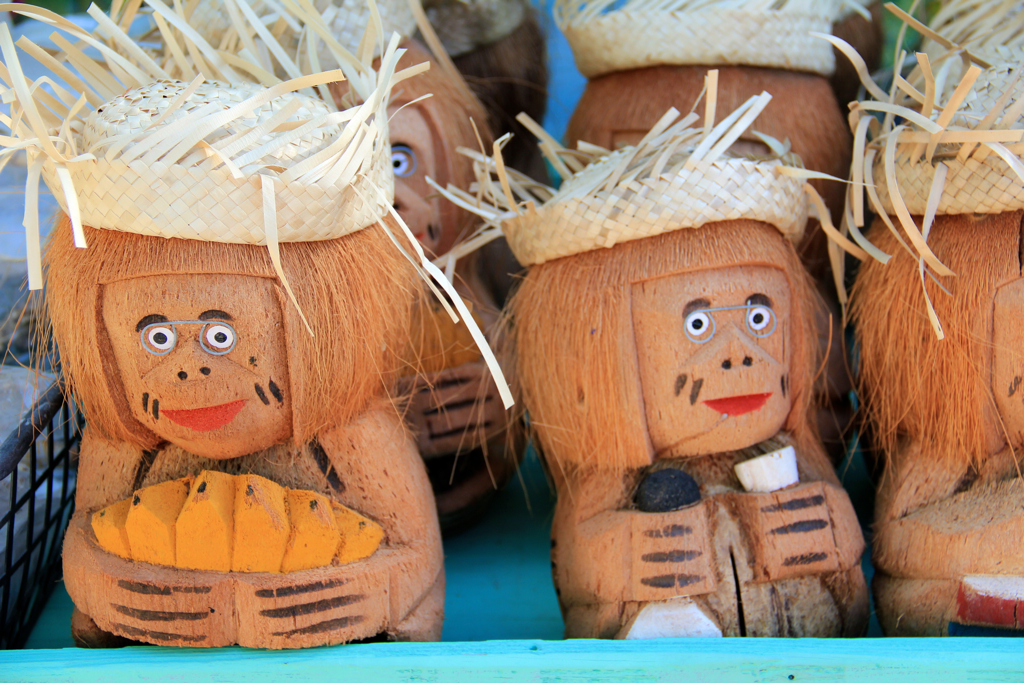 You know you're at a tourist trap when there are coconut people for sale...