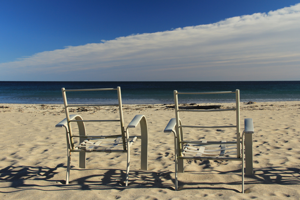 Abandoned beach chairs... somehow they don't look as inviting as they would in the summer.