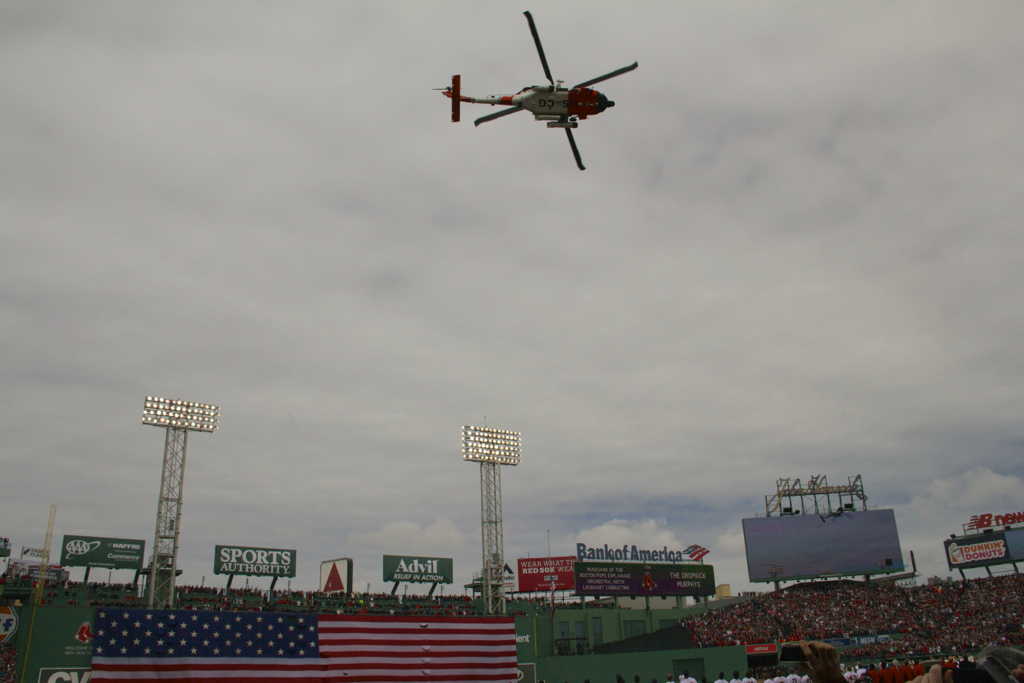 Coast Guard helicopter flyover Opening Day