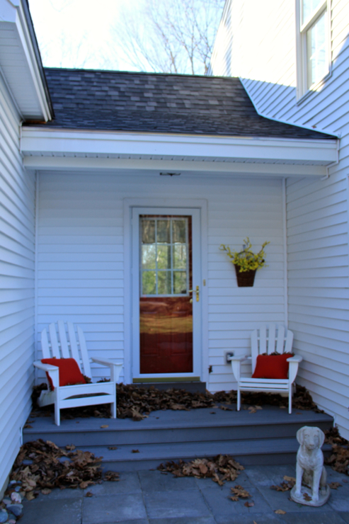 Yesterday's wind left a hefty pile of leaves on the porch... had quite the vortex going for a while.  