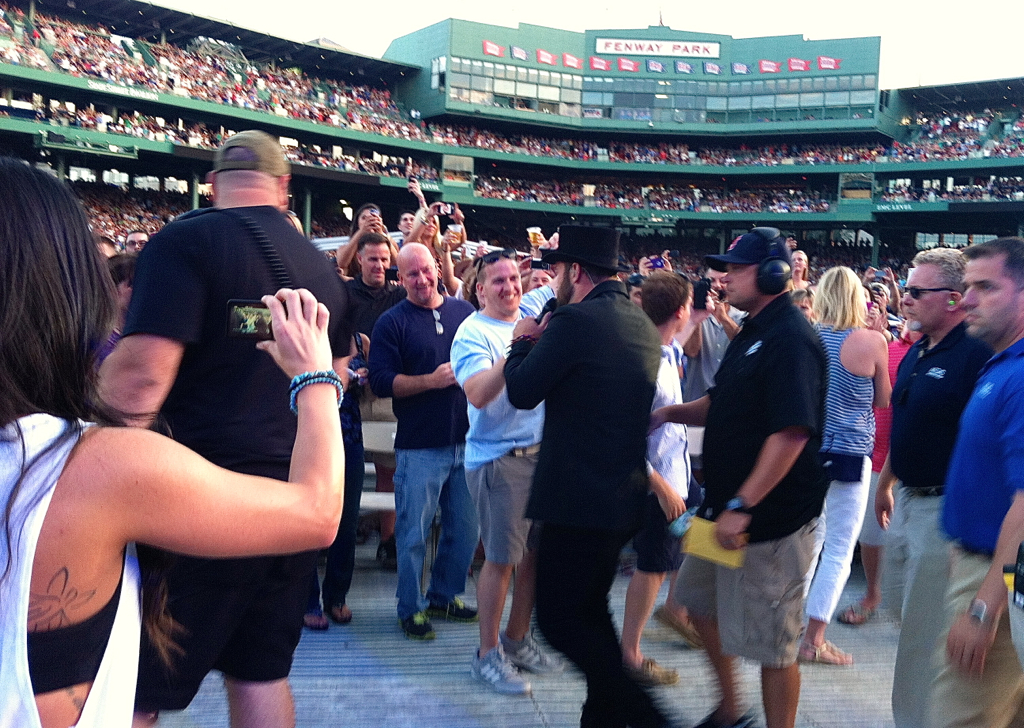 Zac Brown working the crowd at Fenway last night.  I loved every minute of the show... and our seats :)