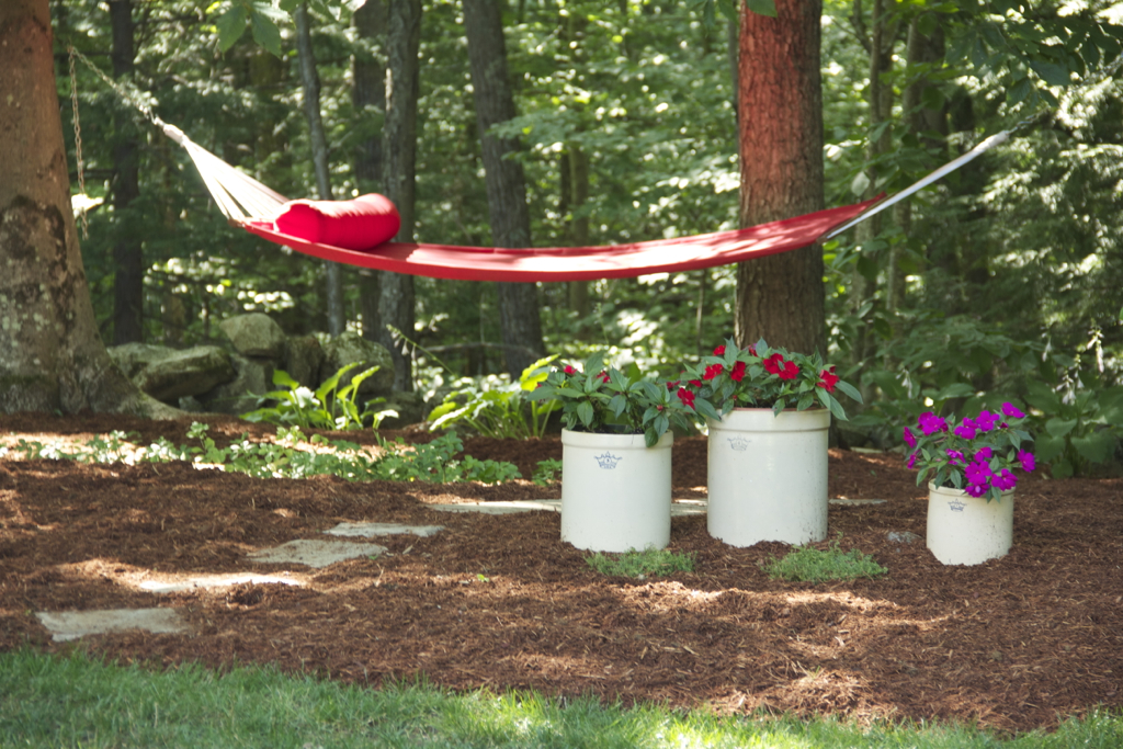 The hammock looks pretty inviting especially after a full day of spreading mulch...  