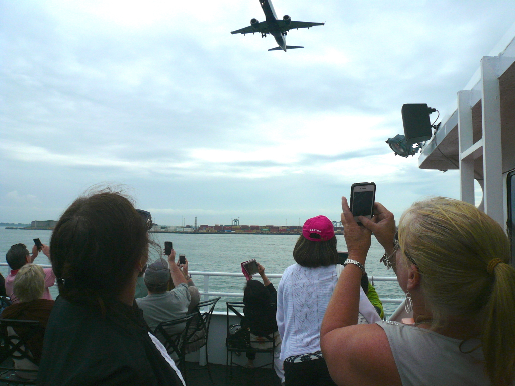 Guess all the boat passengers wanted a picture of the plane flying overhead...